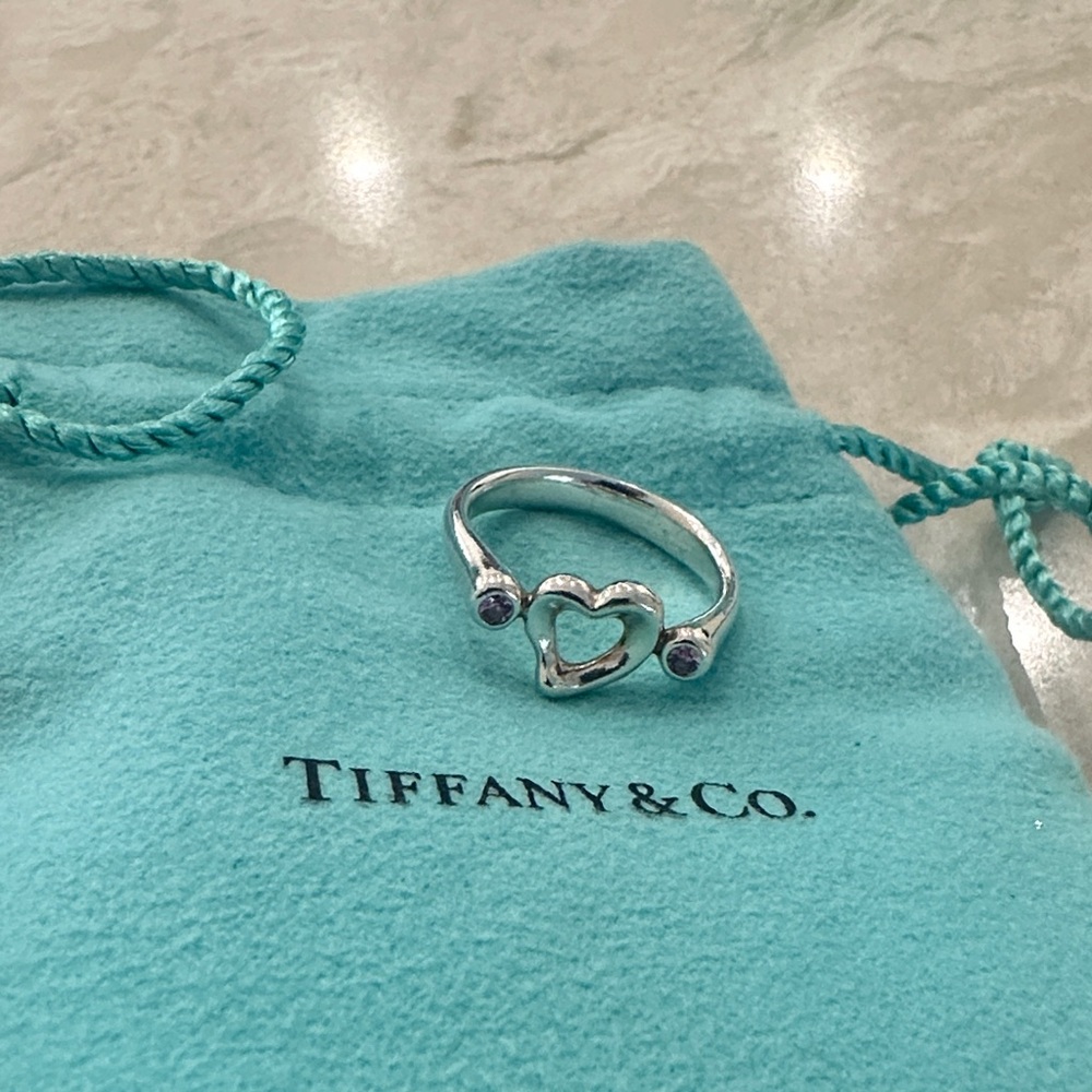 Tiffany & Co. Silver Elsa Peretti Open Heart Ring